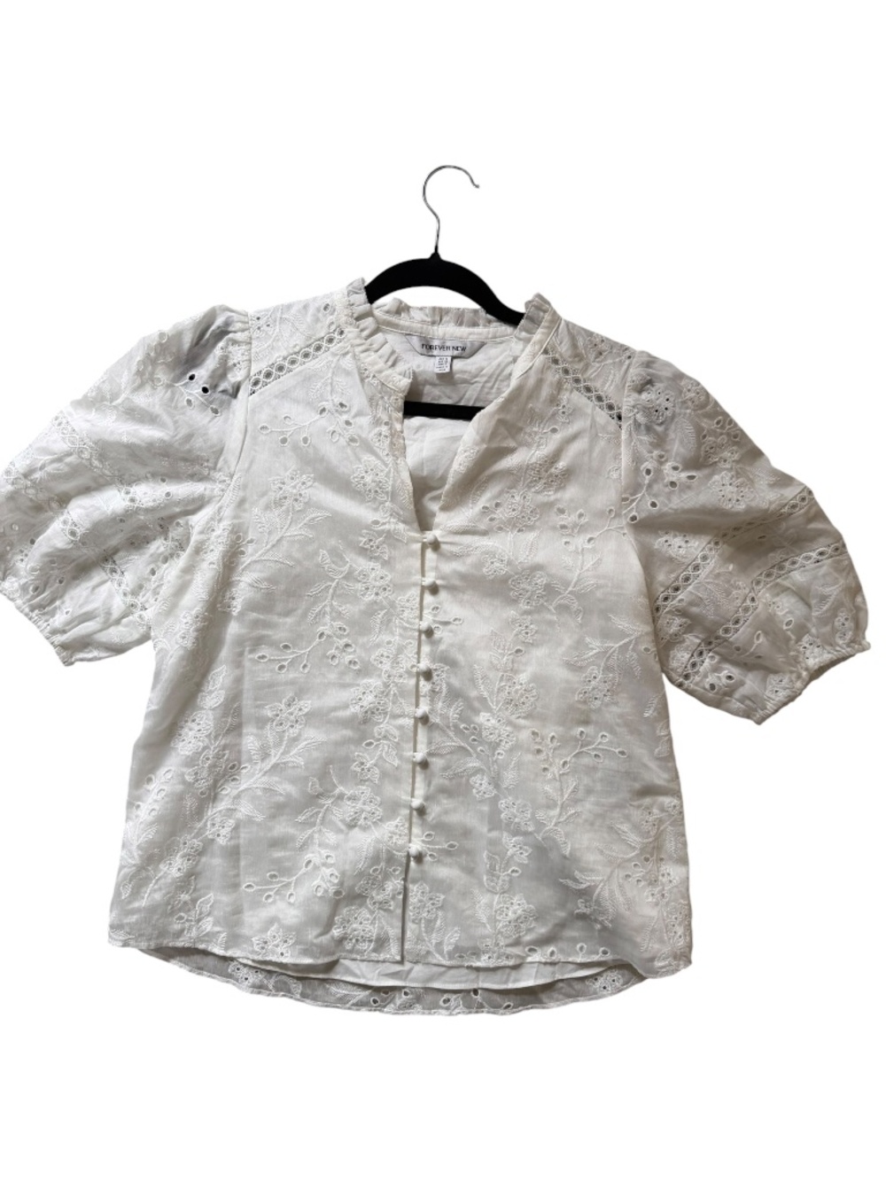🇦🇺 Forever New white embroidered top- natural fibres S small. - Picture 3 of 9